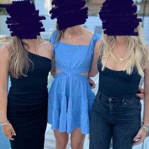 Light Blue Puff Sleeve Dress